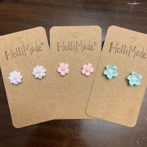 Pastel flower stud earrings
